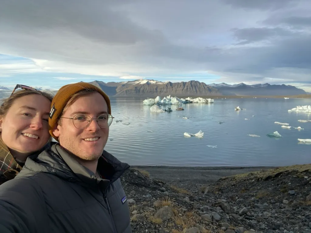 The two of us at a glacier lagoon